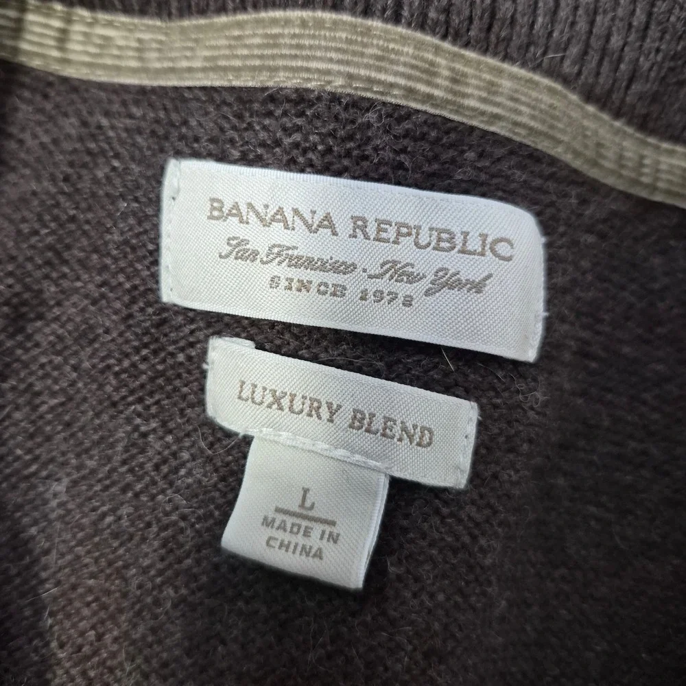 Banana Republic Sweater Mens Large Mock Neck Brown Cotton Cashmere Angora